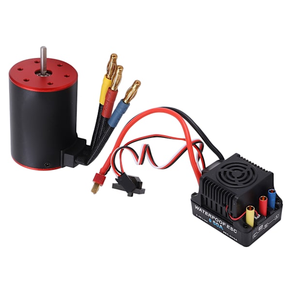 RC 3650 4300kv Motor 60A ESC Combo Borstlös Vattentät Kit med 4mm Bananplugg för 1/8 1/10 RC Bil