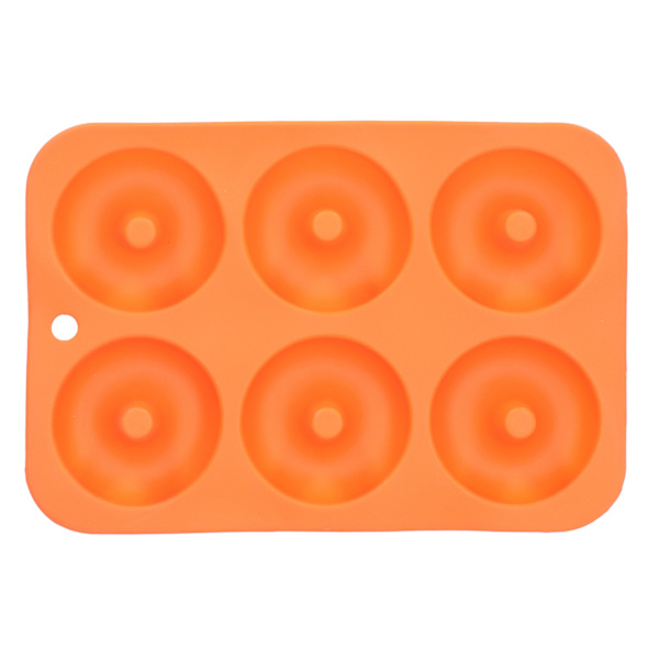 6-Ruds Silikon Donutform NonStick Rund Chokoladeform Rum Køkkenovnsbageredskaber (Orange)