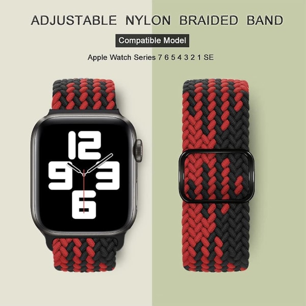 Stretchiga nylon solo-bånd som er kompatible med Apple Watch-bånd 41 mm 40 mm 38 mm for kvinder mænd, bare elastisk flätade sportsarmbånd for Iw