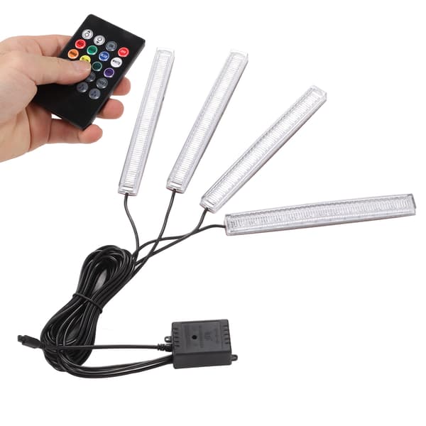 Indvendig Bil Atmosfærisk Lys 4 Linjer Multifunktionel Mikrofon Universal Farverig Bil Sole LED Lampe