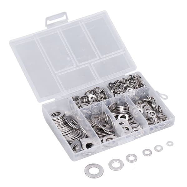 【NX】660 stk. flate skiver 304 rustfritt stål M3 M4 M5 M6 M8 M10 sortimentsett