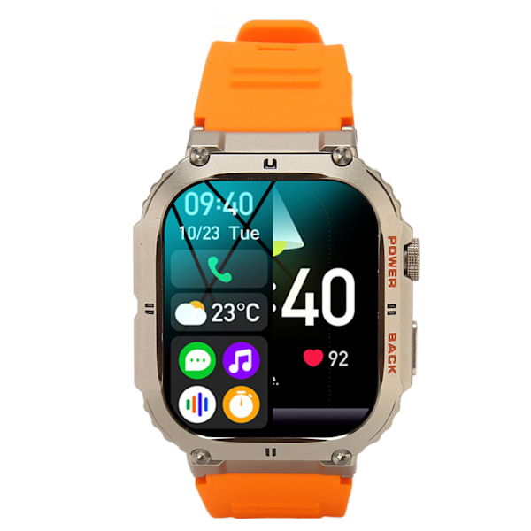 K57pro Smartklokke Oransje 1,96-tommers skjerm Vanntett telefonsamtaler Lang standby-høyttaler Flere sportsmoduser for Android for IOS