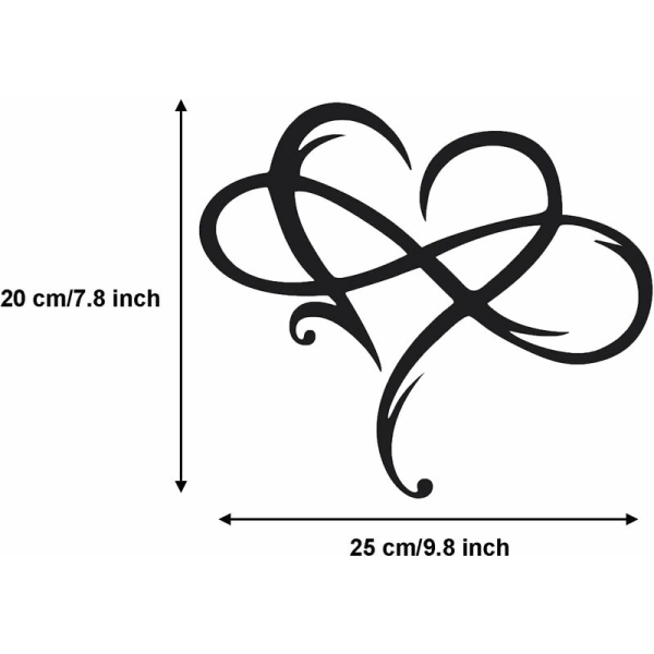 Svart Eternal Love Väggskulptur 20*25cm, Metall Väggdekoration, Smidesjärn Dekoration Present, Lämplig för Sovrum Vardagsrum HANBING