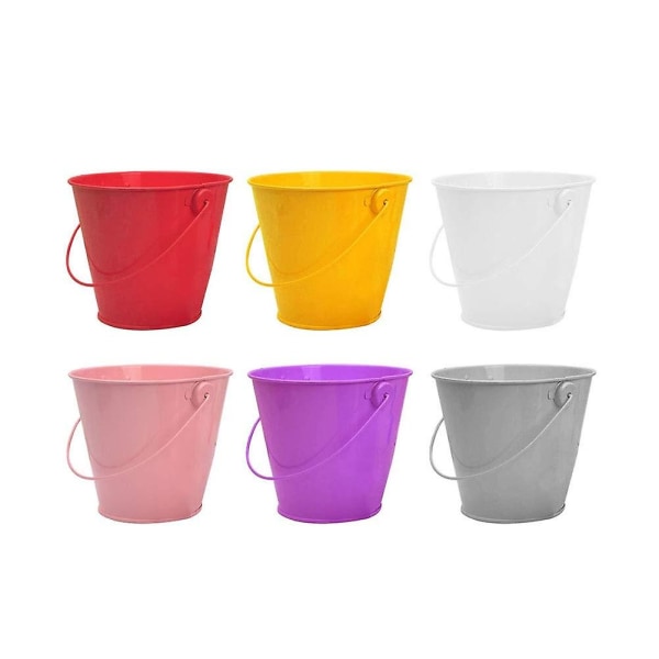 6 kpl Mini Cute Metal Bucket Suklaakaramelliämpärit Box Hääjuhla