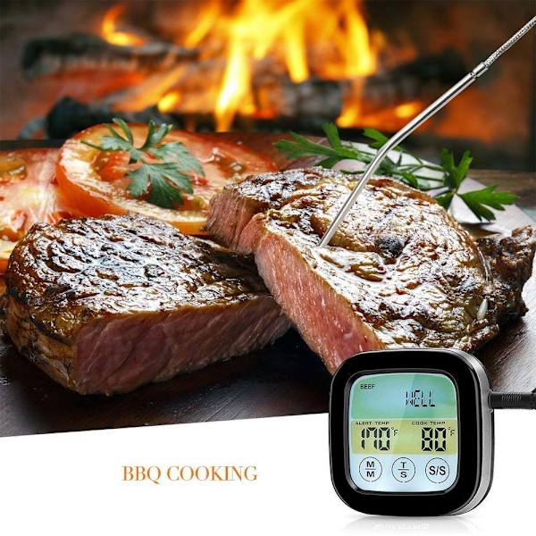Trådlös grilltermometer för grillning, digital kötttermometer med dubbla sonder, timer, larm, matlagningsröktermometer för kök, ugn, mat med