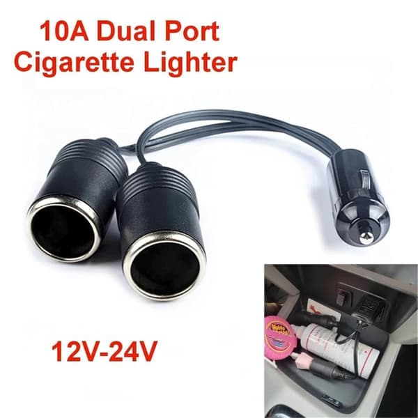 12V 24V Bil Cigarettænder Dobbeltport Triple Splitter Hunstik Strømadapter 10A