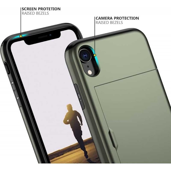 iPhone XR Stöttåligt Skal Kortfack StreetWise - Grön