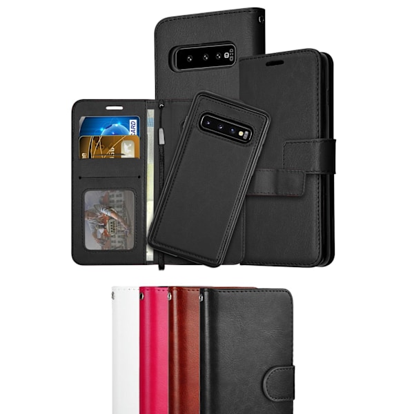 Samsung S10 Plus Fodral / Magnet Skal 2 in 1 - Välj Färg! Black Svart Black Svart