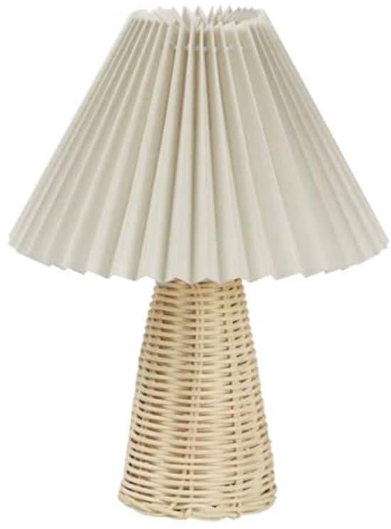 Cute Small Table Lamp, Rattan Bedside Lamp, Modern Bedside Lamp for Bedroom and Home Office Decor – Mini Bedside Lamp