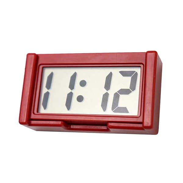 Small Digital Clock Battery Operated - Large Screen Car Clock Dashboard - Stick On Clock, Portable Car Accessories for Car Red Red