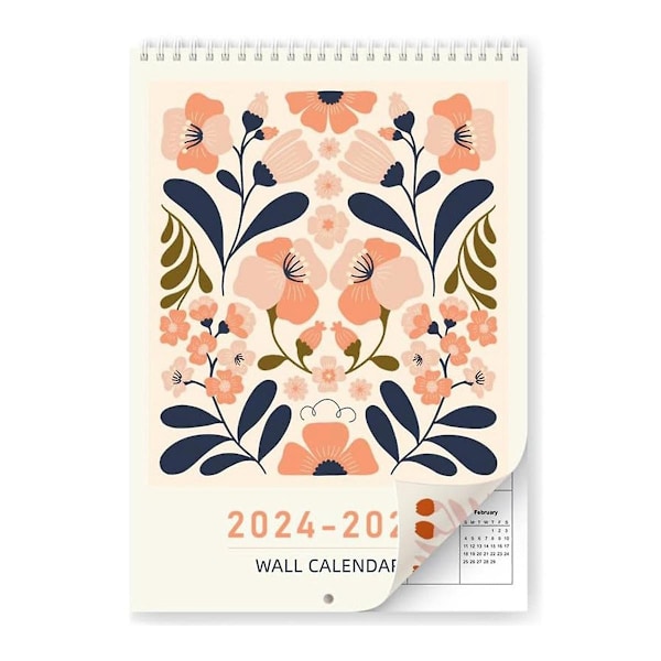 Väggkalender 2024-2025, Abstrakt Konst Väggkalender 2024 Från Januari 2024 Till Juni 2025, A4 Kalender