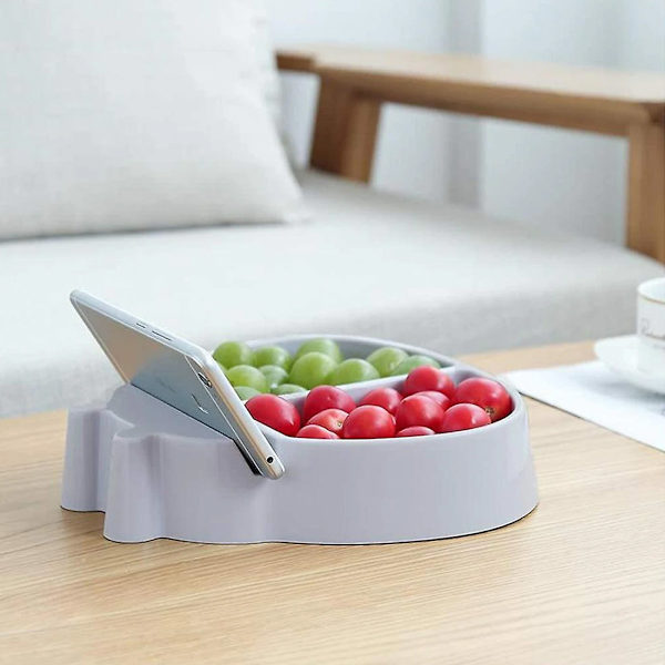 Nyckelpiga Dekorativ Snackskål och Telefonhållare, Praktisk Godisskål och Fruktskål, Återanvändbar Plastskål, Grå