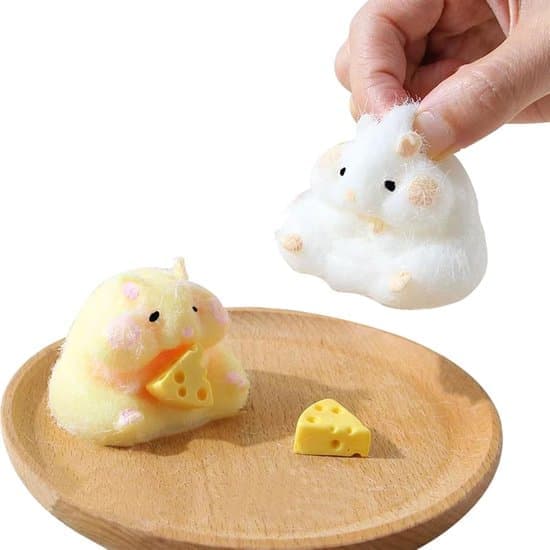 Set med 2 mjuka hamsterklämleksaker - Ångestlindring - Stresslindring & Sensoriska Fidgetleksaker - Stressbollar för fester - Mjuka & Långsamt stigande