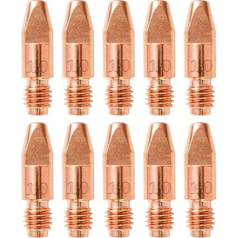 10 stk MIG MB 36KD svejsetilbehør 1,0 mm sliddele kontakttips svejsedyser kontakttips M8x30mm tilbehør