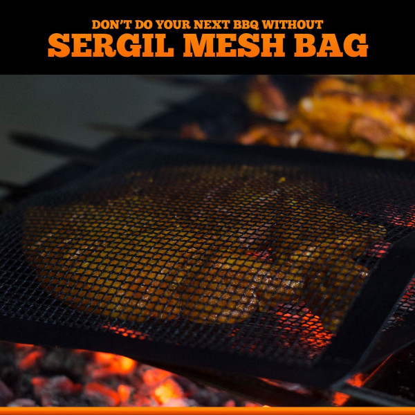 Stora nätgrillar (2-pack) BBQ utomhusgrillning återanvändbara, värmebeständiga, hållbara och non-stick nätgrillpåsar-100% PFOA-fria