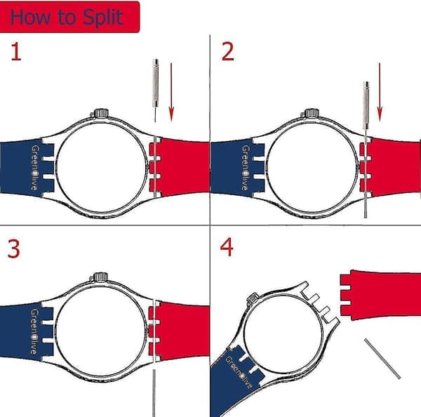Vanntett erstatningsarmbånd i silikon til Swatch (20 mm, svart)