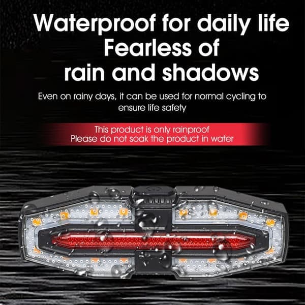 Wireless Remote Control Bicycle Taillight with Turn Signals - USB Rechargeable, Waterproof and Super Bright for Safe Night Cycling