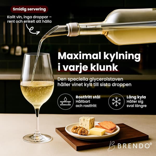 Vinkjøler Rustfritt Stål Isvinbar 5-delt sett (Rustfri Stålbar * 2+Heller+Rund Hode Vinstopper+Vakuumstopper) Bokset | Vingavesett 1set