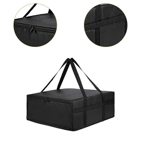 Professionel Isoleret Pizzataske til Picnic Camping Kommerciel 40x40x15CM Sort