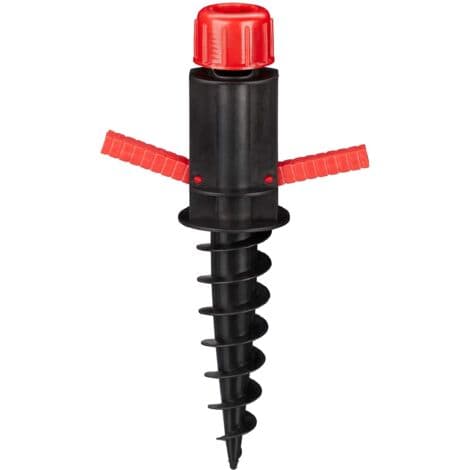 Sort base, parasolholder, skruestøtte, jordmuffe, diameter 19-32 mm, camping, strand, rød