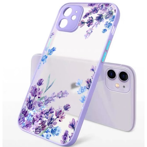 Kompatibel med iPhone 11 Skal, Söt Skyddande Telefonfodral för Kvinnor Flickor Mjuk Silikongummi Lila Stötfångare Matt Hård PC Bak Sida med