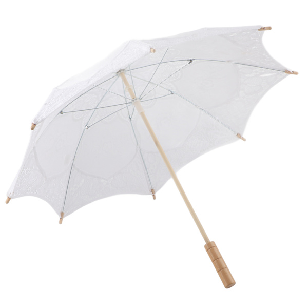 Spets Parasol Bröllop Paraply Solparaplyer Fest Brud Foto Dekor (Vit Stor)
