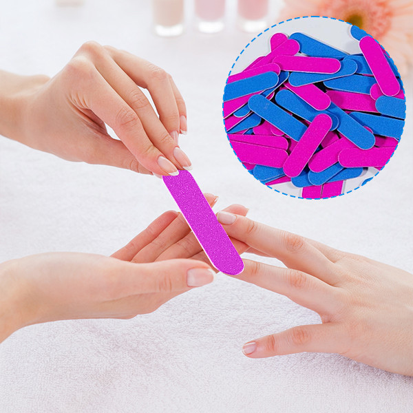 Mini nagelfilar i bulk, 100 st engångs dubbelsidiga emerybrädor i reseformat för män, kvinnor och barn