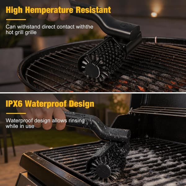 Oppladbar elektrisk grillbørste, kraftig roterende rengjøringsbørste, utskiftbart børstehode, for grill, støpejern og utendørsovn