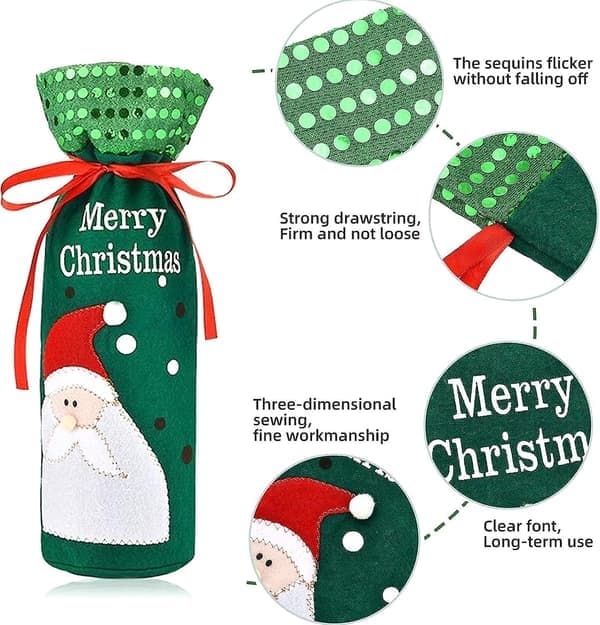 2-pack julvinflaskpresentpåsar julväskor tomte snögubbe rödvinsflaskskyddspåsar