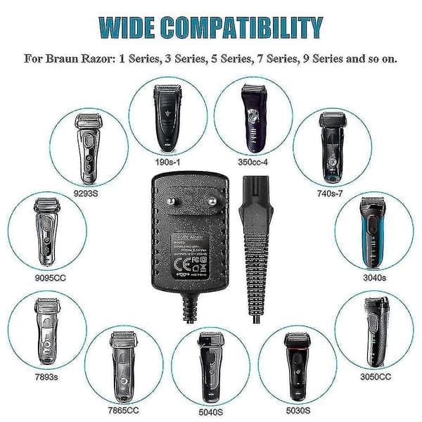 Braun barbermaskinledning EU-plugg lader for Braun barbermaskiner