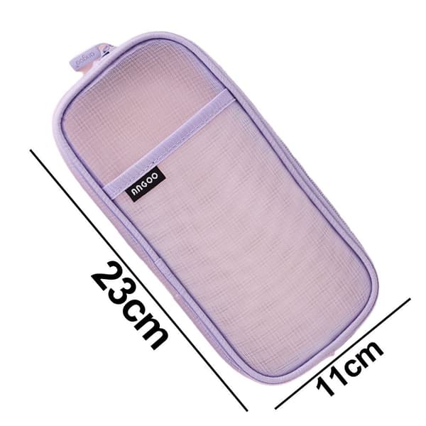 Mesh Pencil Case with Grid Transparent Simple Pencil Pouch Organizer Purple