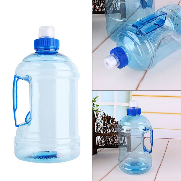 1L BPA-fri flaska med dricksvattenlock, PET-sportflaska för picknick, blå