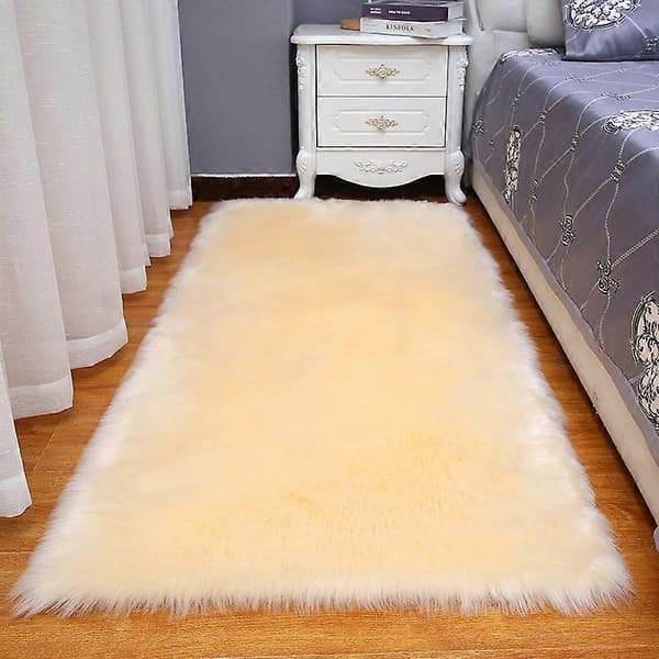 Supermyk Teppe, Fluffy Teppe, Sengeteppe til Soveromsgulv, 40*60cm, Beige