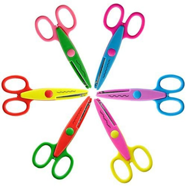 6 Färgglada Dekorativa Papperskantsaxar Set  Perfekt för Lärare  Hantverk  Scrapbooking  Barn Design
