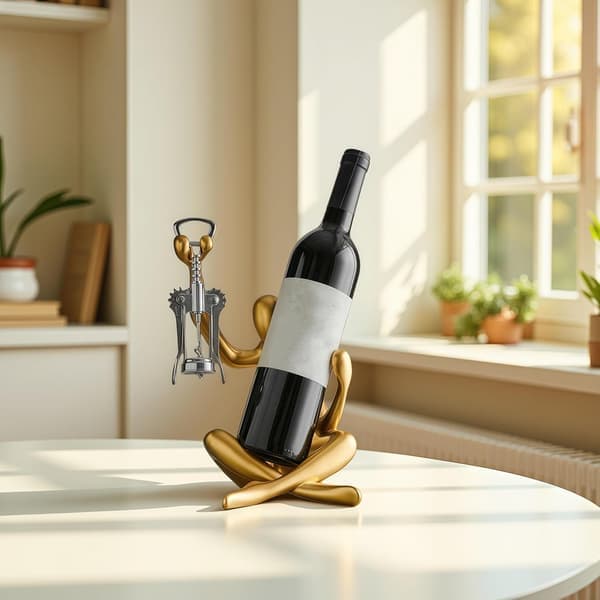 Abstract Wine Rack Home Decor, Resin Hollowed Design Decorative Wine Rack (Gold)
