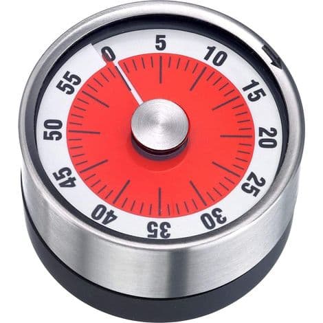 Kjøkkentimer, mekanisk, magnetisk, 1-60 minutter, rustfritt stål/plast