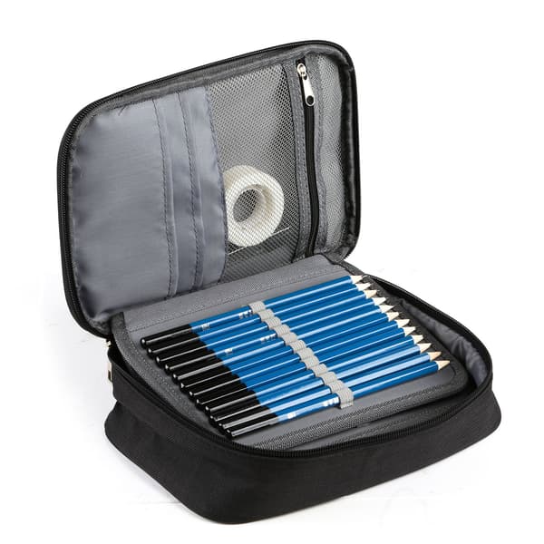 Travel-Friendly Organizer for Office Supplies, Double Layer Padded Case with Zipper for Easy Access to 72 Slots, Practical Design For