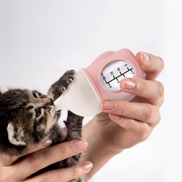 Flaskmatningsflaska för valpar - 20 ml nappflaska med långsamt flöde för nyfödda kattungar/valpar/smådjur (rosa)