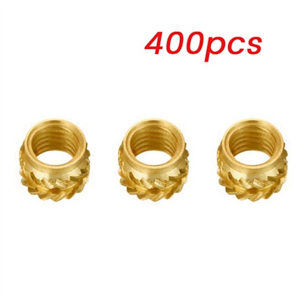 400 st M3 Mässing Knurlad Tråd Värmebeständig Inbäddningsmutter Set, M3X5X4, för 3D-skrivare Voron 2.4 etc.