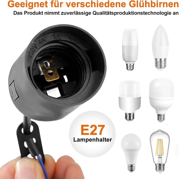 20 stk. E27 fatninger med kappe, renoveringsbygningsfatninger, E27 erstatningslampeholder med kappe til LED-lamper