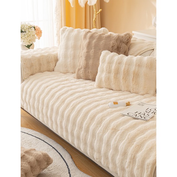 Kanin Plysch Soffa Överdrag L Form 1/2/3/4 Sits Soffa Överdrag Hörnsoffa U Form, 2023 Ny Universal Halkskyddad Soffa Skydd, Super Mjuk Soffa pink pink 90*180cm
