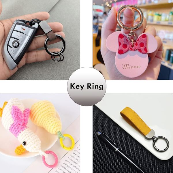 14 st O-ringar runda karbinhake nyckelring, snäppklämma fjädernyckelringar spänne, DIY-tillbehör för nyckelringar, väska, handväska