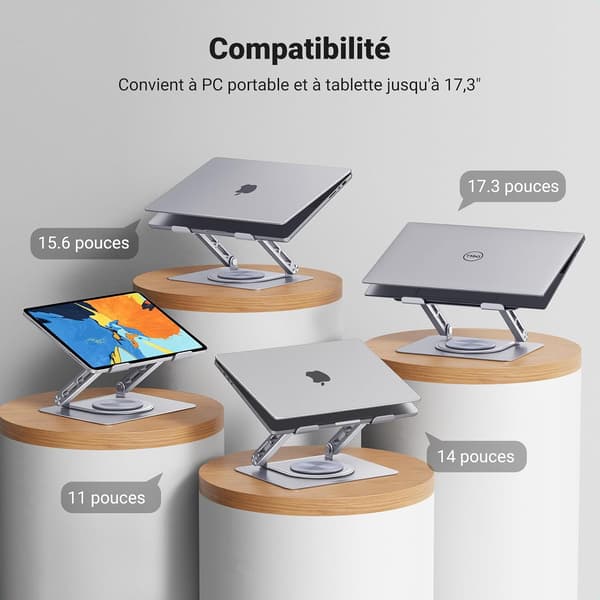 360 graders roterende laptopstativ foldbart skrivebordsstativ til bærbare computere 10 til 17,3 kompatibel med MacBook Air