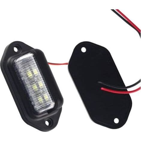 Universal 6-LED nummerpladelys, dørtrinslys til trailer, autocamper, lastbil, 2-pak