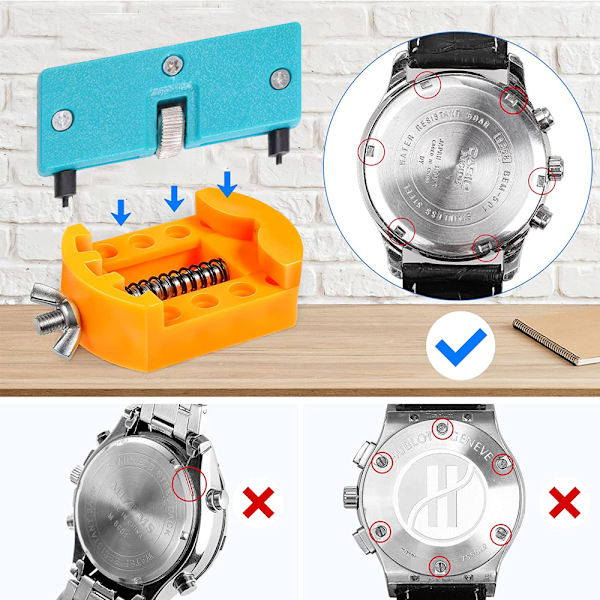 Verktyg för att ta bort klockans baksida, justerbart verktyg för att öppna klockans baksida, bärbart reparationsverktyg för armbandsur, svart