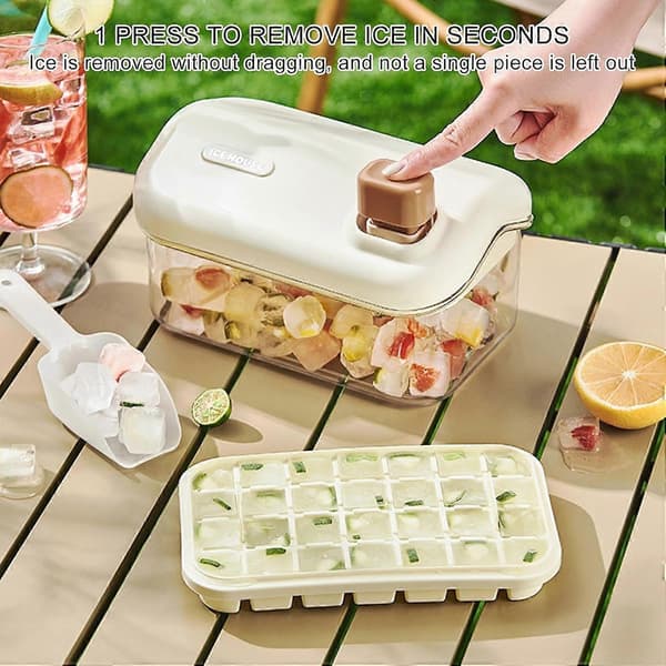Ice Mold Tray Freezer Ice Maker Mold With Scoop Easy Release For Cocktails Drinks Whiskey Cold Drinks