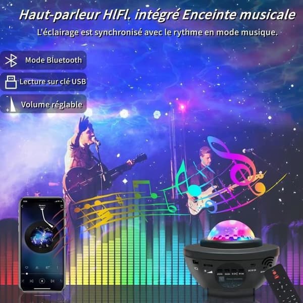 Stjernehimmelprojektor Natlampe - LED - Bluetooth-højttaler - Timer - LED Stjernehimmelprojektorlampe