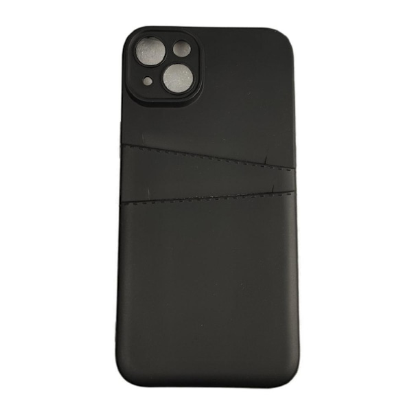 iPhone 14 Plus Skal - Mikrofiber Silikon Dubbelt Kortfack Svart Svart