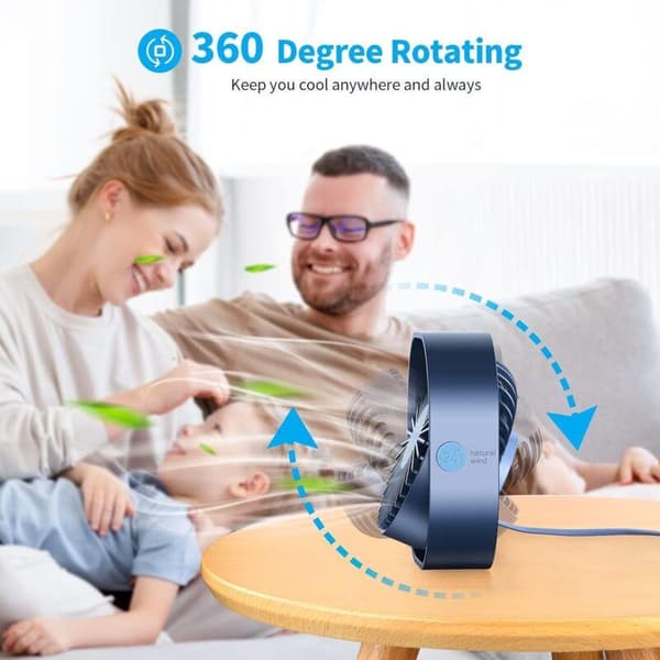USB Fan. Mini Portable and Quiet USB Fan with 3 Adjustable Speeds. U-shaped (Blue).