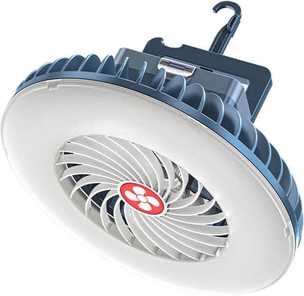 2-i-1 LED Campinglampe med viftefunksjon Teltlampe Oppladbar Campinglykt Vanntett Markedsbod Viftelampe